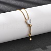 304 Stainless Steel Crystal Rhinestone Heart Box Chain Lariat Necklaces for Women NJEW-B131-03G-1
