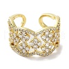 Rack Plating Brass Micro Pave Cubic Zirconia Cuff Rings RJEW-D025-18G-2