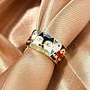 Brass Micro Pave Cubic Zirconia Enamel Cuff Rings for Women RJEW-L113-019G-04-1