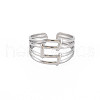Non-Tarnish 304 Stainless Steel 4 Line Open Cuff Ring for Women RJEW-S405-158P-1