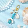 Synthetic Turquoise Chip Beads and Shell Pendant Decorations HJEW-JM02915-01-1