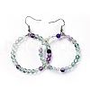 Natural Fluorite Dangle Earrings EJEW-K077-A05-2