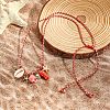 Summer Beach Porcelain Fish & Natural Cowrie Shell Pendant Cotton Cord Adjustable Necklaces FS-WG63638-01-3