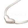 Non-Tarnish 304 Stainless Steel Heart Pendant Flat Snake Chain Necklaces for Women NJEW-G142-05P-2