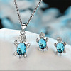Tortoise Alloy Rhinestone & Glass Pendant Necklaces & Stud Earrings Sets FS-WG4B54D-08-1