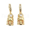 Rack Plating Brass Orange Cubic Zirconia European Dangle Charms KK-Q006-58G-1