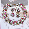 Flower Alloy Rhinestone Chain Necklaces & Stud Dangle Earrings Sets FS-WG8AADA-05-1
