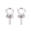 Anti-Tarnish Rhodium Plated 925 Sterling Silver Cup Pearl Bail Pin Pendants STER-N016-41P-2