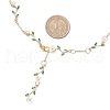 Brass Micro Pave Green Cubic Zirconia & Imitation Pearl Flower Branch Link Chain Necklaces for Women NJEW-JN05309-3