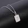 Rectangle Stainless Steel Pave Natural White Shell Pendant Necklaces FS-WG3D812-06-1