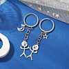 2Pcs 304 Stainless Steel  Keychains KEYC-JKC01165-2