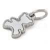 304 Stainless Steel Pave Natural White Shell Bear Charms with Jump Ring STAS-B075-01P-02-2