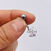 304 Stainless Steel Micro Pave Cubic Zirconia Belly Rings WGADED5-15-1