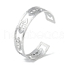 Non-Tarnish 304 Stainless Steel Hollow Eye Open Cuff Bangles for Women BJEW-U002-06P-1