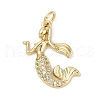 Rack Plating Brass Micro Pave Cubic Zirconia Pendants KK-H509-17G-1