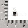 925 Sterling Silver Pave Cubic Zirconia Square Charms with Jump Rings and 925 Stamp STER-D288-05S-05-3