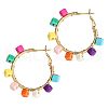 201 Stainless Steel Acrylic Hoop Earrings FS-WG443EA-08-1