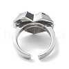Heart Rack Plating Brass Micro Pave Clear Cubic Zirconia Open Rings RJEW-D020-09P-3