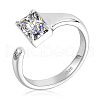 Anti-Tarnish Rhodium Plated 925 Sterling Silver Rectangle Open Cuff Ring JR905A-1