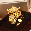 Brass Micro Pave Clear Cubic Zirconia Finger Rings FS-WG69587-12-1