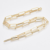 Brass Flat Oval Paperclip Chain Necklace Making MAK-S072-07B-G-2