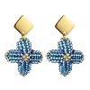 304 Stainless Steel Star Glass Seed Beaded Dangle Stud Earrings EJEW-MZ00332-02-2