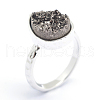 Electroplate Natural Druzy Quartz Crystal Finger Rings RJEW-I055-04P-RS-4