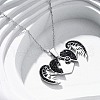 304 Stainless Steel Polymer Clay Jet Rhinestones Openable Pendant Necklaces for Women NJEW-Z065-09P-1