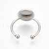 Tarnish Resistant 201 Stainless Steel Cuff Finger Rings Components STAS-T047-19B-2