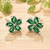 Flower Brass Micro Pave Cubic Zirconia Stud Earrings for Women EJEW-G428-28A-01-4
