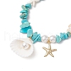 4Pcs Natural Topaz Jade & Green Aventurine & Rose Quartz & Synthetic Turquoise Chip Beads Charm Bracelets BJEW-TA00640-4