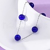 304 Stainless Steel Cat Eye Round Beads Handmade Chain Necklaces for Women NJEW-C073-01P-02-2