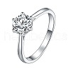 Rhodium Plated 925 Sterling Silver Micro Pave 5.2x3.1mm Moissanite Finger Rings for Women WG6524C-13-5