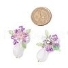 Handmade Glass Seed Beads Natural Quartz Crystal Stud Earrings EJEW-MZ00449-01-3