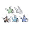 Brass Micro Pave Cubic Zirconia and Glass Pendants KK-F892-47P-1