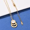 304 Stainless Steel Roman Numeral 3 Ring Pendant Necklaces NJEW-V001-06G-02-3