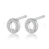 Rhodium Plated 925 Sterling Silver Initial Letter Stud Earrings HI8885-15-1