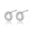 Anti-Tarnish Rhodium Plated 925 Sterling Silver Initial Letter Stud Earrings HI8885-15-1