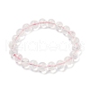 Natural Rose Quarts Round Beads Stretch Bracelets for Women BJEW-Q056-01A-4