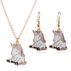 Christmas Theme Alloy Enamel Pendant Necklace & Dangle Earrings Set FN1321-4-1