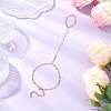 Handmade Brass Curb Chains with Faceted Glass Links Finger Ring Bracelets for Women BJEW-JB11773-1