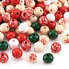 140Pcs 7 Styles Painted Natural Wood European Beads WOOD-TA0001-65-2