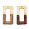 Walnut Wood & Luminous Glow in the Dark Resin Pendants RESI-N039-72-4