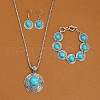 Alloy with Synthetic Turquoise Pendant Necklaces & Link Bracelets & Dangle Earring Sets WGBFEA3-08-1