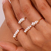 Nuggets Stainless Steel & Natural Freshwater Pearl Beads Finger Rings WG1BE4A-02-4