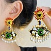 Alloy Enamel Evil Eye Dangle Stud Earrings EJEW-C144-01G-1