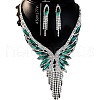Rhinestone Butterfly Tassel Pendant Necklace & Horse Eye Tassel Stud Earrings Sets for Women WGCD1FC-01-5
