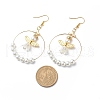Glass & Plastic Imitation Pearl Beaded Big Ring with Fairy Dangle Earrings EJEW-JE05043-4