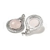 Natural Rose Quartz with Clear Cubic Zirconia Pendants G-G133-01P-23-2