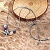 Summer Beach Porcelain Fish & Natural Cowrie Shell Pendant Cotton Cord Adjustable Necklaces FS-WG63638-02-2